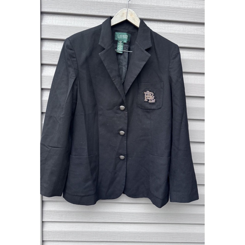Lauren Ralph Lauren Blazer Sz 14 Wool Crown Crest Jacket Academia Silver Button